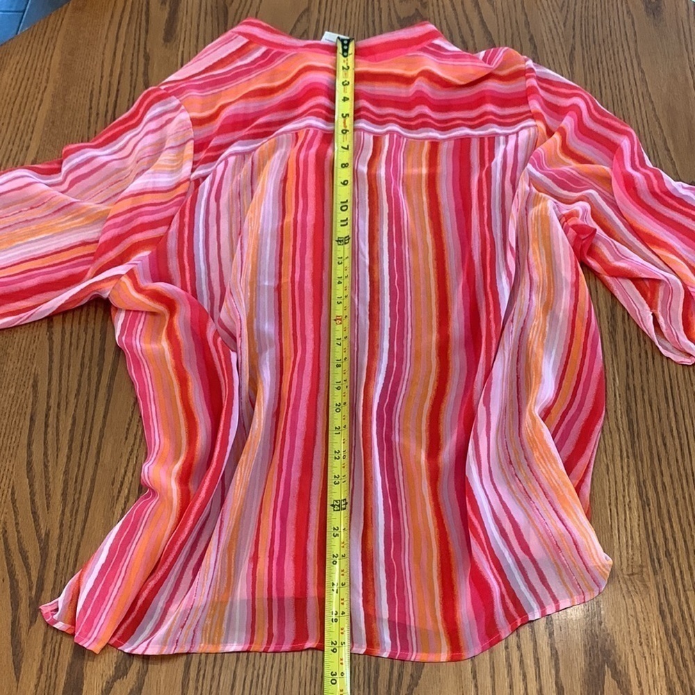 22W-24W white stag plus blouse Barbie pink Valentine’s Day top vertical stripes